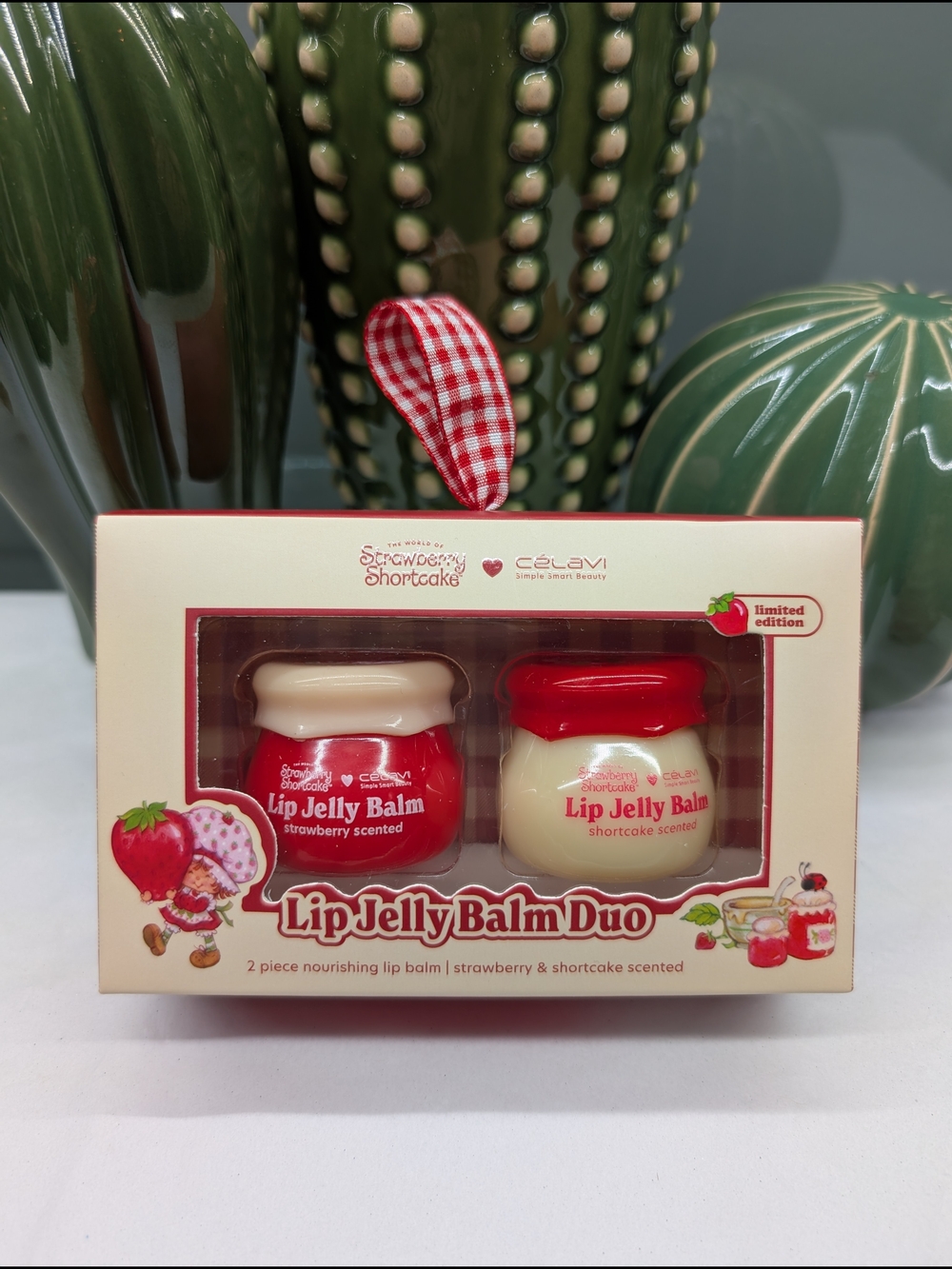 Celavi Strawberry Shortcake Lip Jelly Balm Duo - Red & Cream NIB
